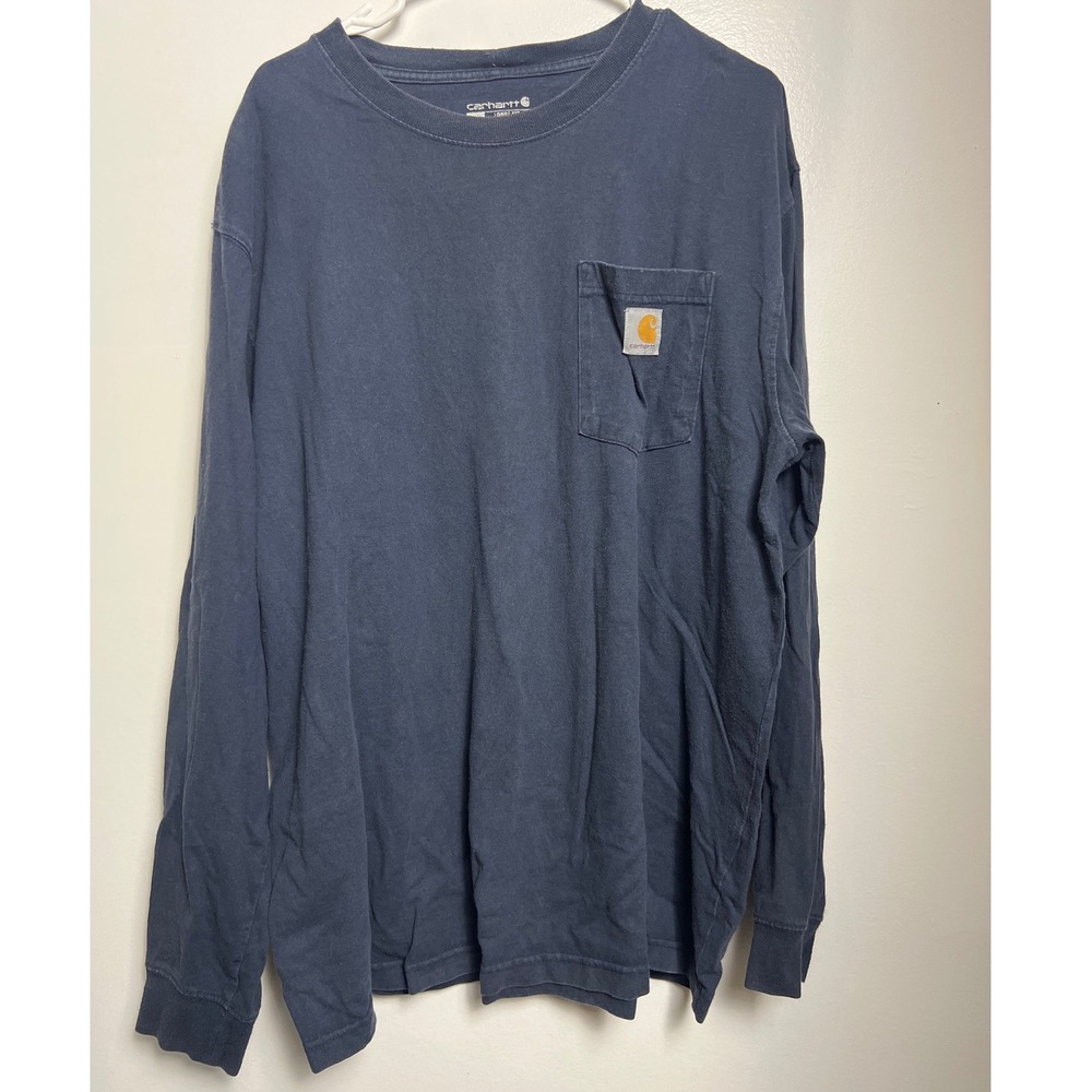Carhartt Mens Loose Fit LS Pocket T-Shirt Navy Blue L Work wear Chore Carpenter